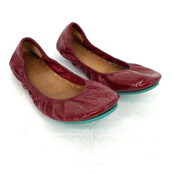 Tieks By Gavrieli Ruby Red Diamond Patent Leather Ballet Flats Size 8 - Picture 1 of 10